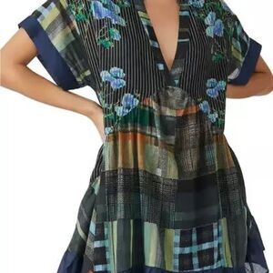 FREE PEOPLE AGNES PRINT TIERED MINI DRESS SZ SM